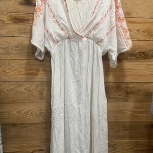 Elegant White and Orange Women's Dress